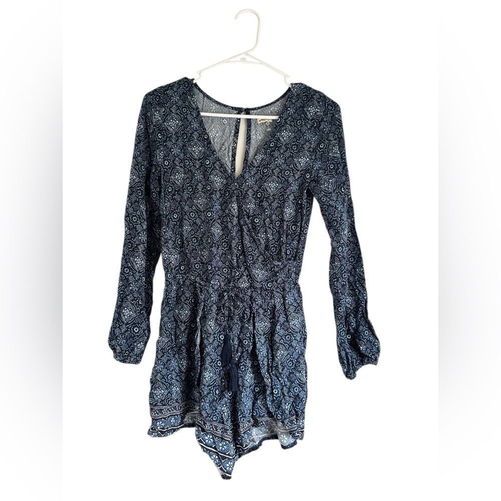 Hollister Blue Paisley Long Sleeve Romper